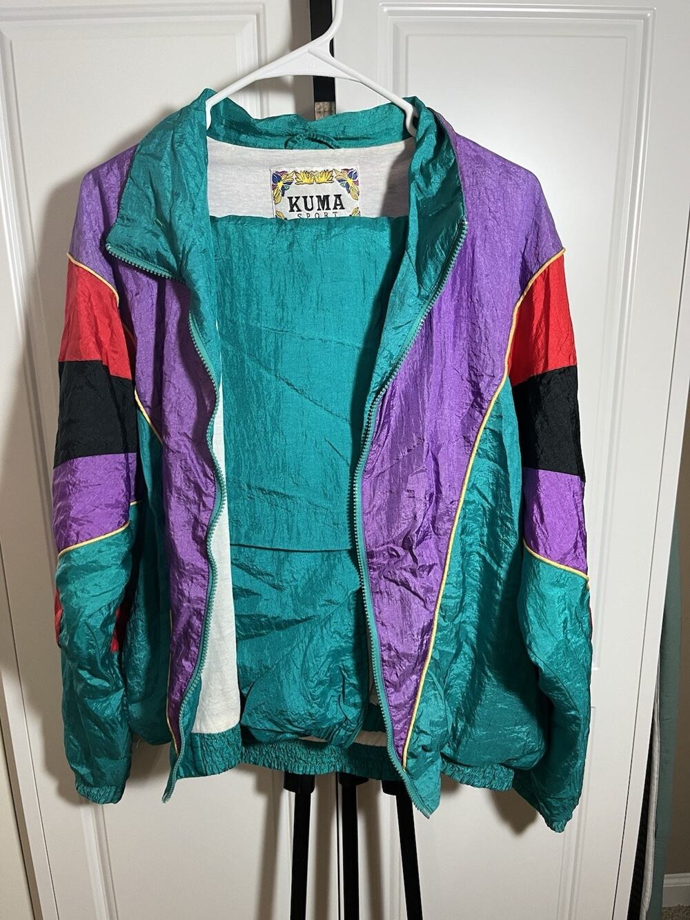 Vintage Kuma 2 Pc Wind Suit Teal Purple Black Size Medium
